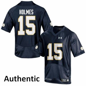 Mens Notre Dame Fighting Irish C.J. Holmes #15 Authentic Navy Blue Official Jerseys 530384-737