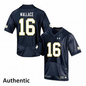 Mens Notre Dame Fighting Irish KJ Wallace #16 Authentic Embroidery Navy Jerseys 252115-505