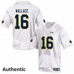 Mens Notre Dame Fighting Irish KJ Wallace #16 Authentic White Stitched Jersey 748446-499