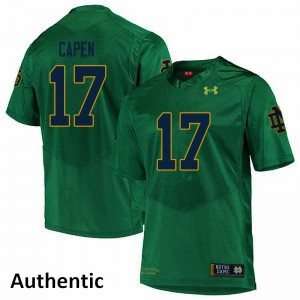 Men Notre Dame Fighting Irish Cole Capen #17 Authentic Green Official Jerseys 977672-296
