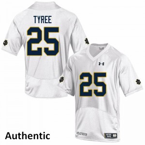 Men's Notre Dame Fighting Irish Chris Tyree #25 Stitched Authentic White Jersey 246193-782