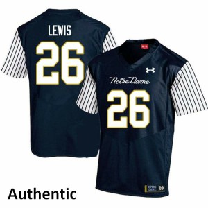 Mens Notre Dame Fighting Irish Clarence Lewis #26 Player Alternate Authentic Navy Blue Jersey 206866-642