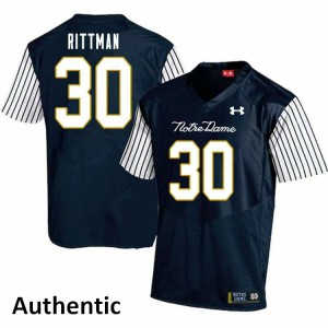 Men's Notre Dame Fighting Irish Jake Rittman #30 Stitched Alternate Authentic Navy Blue Jersey 171997-529
