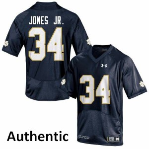 Men Notre Dame Fighting Irish Tony Jones Jr. #34 Authentic Navy Blue Embroidery Jerseys 350224-661