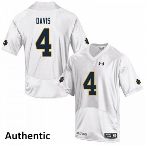 Men's Notre Dame Fighting Irish Avery Davis #4 Official White Authentic Jersey 782686-675