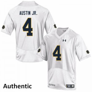 Mens Notre Dame Fighting Irish Kevin Austin Jr. #4 Embroidery Authentic White Jerseys 345481-283