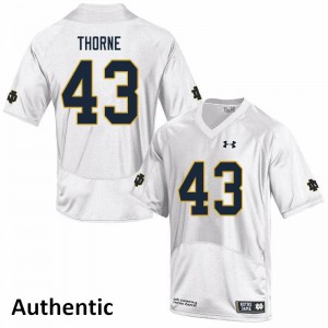 Men's Notre Dame Fighting Irish Marcus Thorne #43 NCAA White Authentic Jerseys 899704-991
