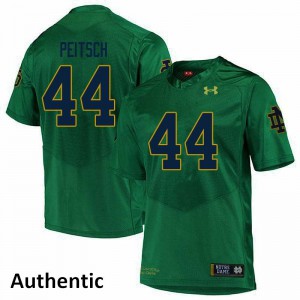Men's Notre Dame Fighting Irish Alex Peitsch #44 Green Stitched Authentic Jersey 551696-742