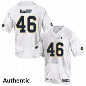Mens Notre Dame Fighting Irish Axel Raarup #46 White NCAA Authentic Jersey 640512-415