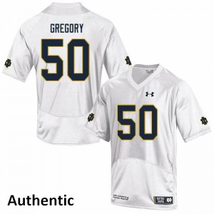 Mens Notre Dame Fighting Irish Reed Gregory #50 White Embroidery Authentic Jerseys 571298-125