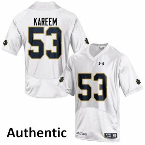 Mens Notre Dame Fighting Irish Khalid Kareem #53 White Authentic NCAA Jersey 122570-624