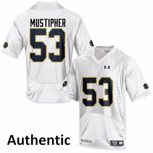 Men's Notre Dame Fighting Irish Sam Mustipher #53 Authentic White Official Jersey 604103-236