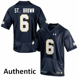 Mens Notre Dame Fighting Irish Equanimeous St. Brown #6 Navy Blue Authentic Stitch Jersey 385490-983