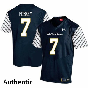 Men's Notre Dame Fighting Irish Isaiah Foskey #7 Embroidery Alternate Authentic Navy Blue Jersey 104394-811