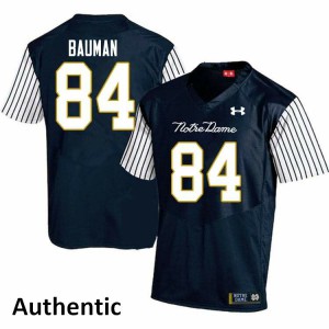 Men's Notre Dame Fighting Irish Kevin Bauman #84 Official Alternate Authentic Navy Blue Jerseys 772006-635