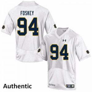 Mens Notre Dame Fighting Irish Isaiah Foskey #94 White Stitched Authentic Jersey 325310-387