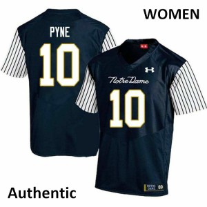 Women's Notre Dame Fighting Irish Drew Pyne #10 Navy Blue Alternate Authentic High School Jersey 147314-295