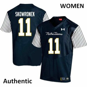 Women Notre Dame Fighting Irish Ben Skowronek #11 Navy Blue Embroidery Alternate Authentic Jersey 693415-526