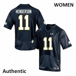 Womens Notre Dame Fighting Irish Ramon Henderson #11 Embroidery Navy Authentic Jerseys 642726-605