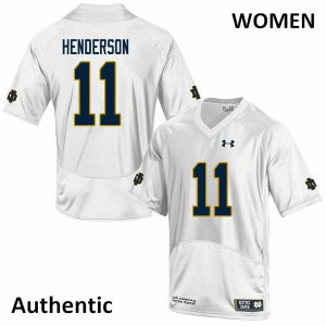 Womens Notre Dame Fighting Irish Ramon Henderson #11 Authentic White Alumni Jersey 643246-101