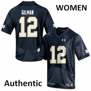 Women Notre Dame Fighting Irish Alohi Gilman #12 Authentic Navy Football Jerseys 500084-522