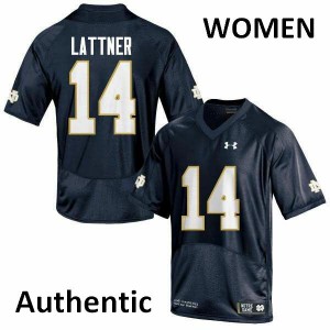 Women's Notre Dame Fighting Irish Johnny Lattner #14 Navy Blue Authentic NCAA Jerseys 624919-292