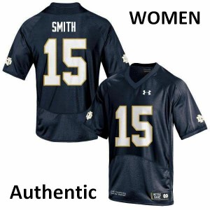 Womens Notre Dame Fighting Irish Cameron Smith #15 Authentic Navy Stitch Jersey 652872-891
