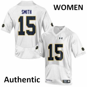 Women's Notre Dame Fighting Irish Cameron Smith #15 Stitched White Authentic Jerseys 427836-940