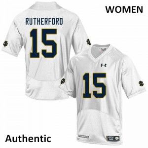 Women's Notre Dame Fighting Irish Isaiah Rutherford #15 Authentic White High School Jersey 918667-597