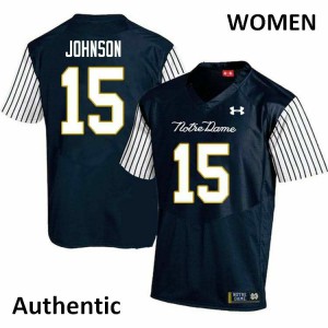 Women Notre Dame Fighting Irish Jordan Johnson #15 Alumni Navy Blue Alternate Authentic Jersey 211812-801
