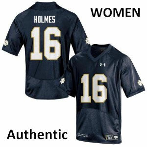Women Notre Dame Fighting Irish C.J. Holmes #16 Authentic Navy Stitch Jersey 138090-633