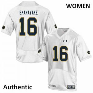Womens Notre Dame Fighting Irish Cameron Ekanayake #16 White Authentic University Jersey 131793-347
