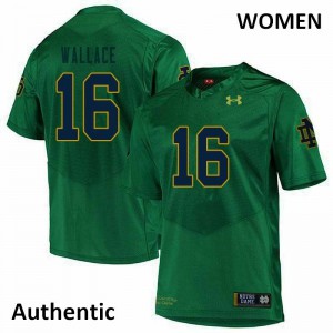 Women's Notre Dame Fighting Irish KJ Wallace #16 Authentic Green Embroidery Jerseys 490517-943