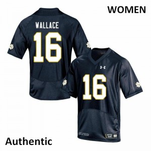 Womens Notre Dame Fighting Irish KJ Wallace #16 Authentic University Navy Jersey 521316-828