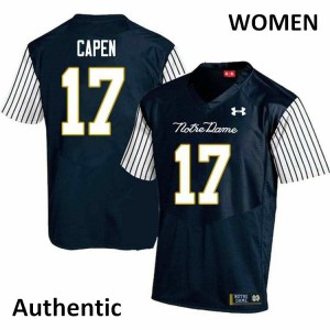 Women Notre Dame Fighting Irish Cole Capen #17 Navy Blue Embroidery Alternate Authentic Jersey 854328-645