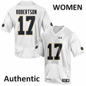 Women's Notre Dame Fighting Irish Isaiah Robertson #17 Alumni White Authentic Jersey 270310-662