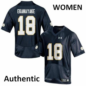 Women's Notre Dame Fighting Irish Cameron Ekanayake #18 Stitch Authentic Navy Jerseys 265173-838