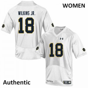 Women Notre Dame Fighting Irish Joe Wilkins Jr. #18 NCAA Authentic White Jersey 535656-474