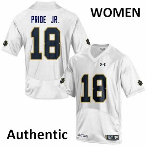 Women Notre Dame Fighting Irish Troy Pride Jr. #18 Authentic White Embroidery Jersey 623592-387