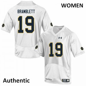 Women's Notre Dame Fighting Irish Jay Bramblett #19 White Authentic Football Jersey 599753-659