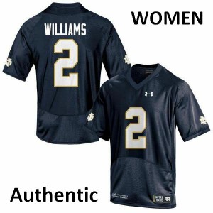 Womens Notre Dame Fighting Irish Dexter Williams #2 Navy Blue Embroidery Authentic Jersey 168992-965
