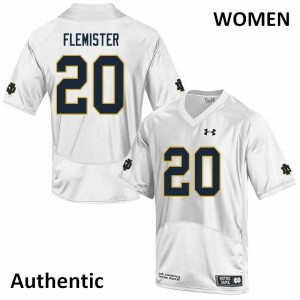 Women's Notre Dame Fighting Irish C'Bo Flemister #20 Embroidery Authentic White Jerseys 324752-989