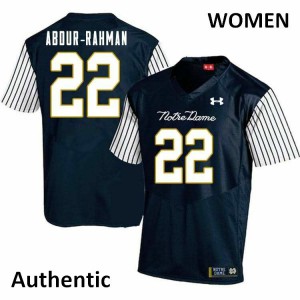 Womens Notre Dame Fighting Irish Kendall Abdur-Rahman #22 Alternate Authentic NCAA Navy Blue Jersey 272214-401