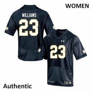 Womens Notre Dame Fighting Irish Kyren Williams #23 Navy Embroidery Authentic Jersey 259726-851