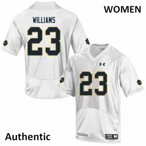 Womens Notre Dame Fighting Irish Kyren Williams #23 Authentic White Official Jerseys 661755-464