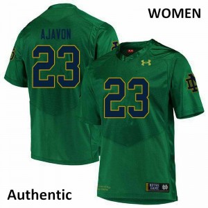 Women Notre Dame Fighting Irish Litchfield Ajavon #23 Player Green Authentic Jersey 191949-495
