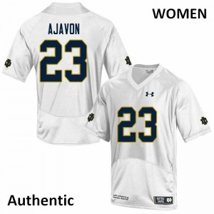 Women Notre Dame Fighting Irish Litchfield Ajavon #23 White Stitch Authentic Jerseys 257220-152