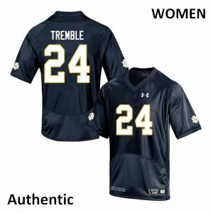 Women Notre Dame Fighting Irish Tommy Tremble #24 Navy Authentic Stitch Jerseys 109848-462
