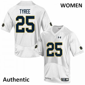 Women's Notre Dame Fighting Irish Chris Tyree #25 Authentic White Official Jersey 232032-480