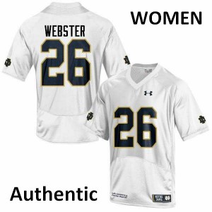 Womens Notre Dame Fighting Irish Austin Webster #26 Football White Authentic Jerseys 975138-795